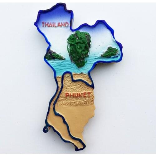 QIQIPP Creative map of Phang Nga Bay, Phuket, Thailand, tourist souvenirs, magnetic stickers, refrigerator stickers decoration