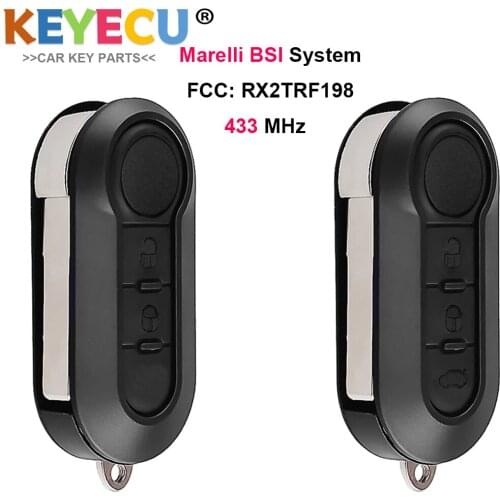 KEYECU Flip Remote Car Key for Fiat 500L MPV Ducato for Citroen Jumper for Peugeot Boxer 2008-15, Fob 2B 3B - 433MHz - RX2TRF198
