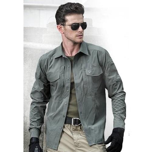 Military shirt Men blouse Long sleeve Archon shirt Autumen Army