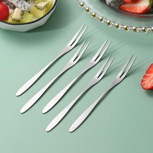5/12pcs Fruit Fork Luxury Stainless Steel Cake Dessert Fork Multiple Use Mini Fork Salad Flatware Fork Table Fork Kitchen Tool
