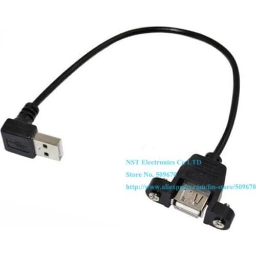 Down Direction 90 Degree Angled USB2.0 A Male Connector to Female Extension Cable with Panel Mount Hole 25CM/Free shipping/10PCS