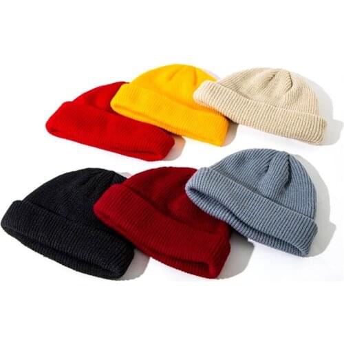 New Men Knitted Skullcap Casual Short Wool Women Thread Hip Hop Hat Beanie Skullcap Retro Navy Fashion Warm Beanie Skullcap