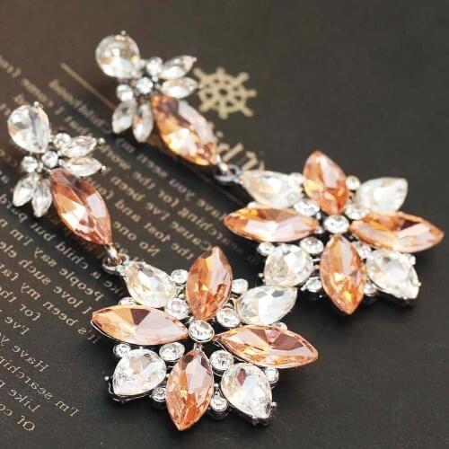 YaYi Jewelry Fashion Multi Glass Crystal Rhinestone Dangle Women Ancient Gold Color Wear Ear Band Long Tassel Earrings