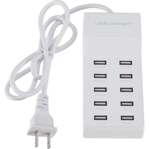 10 Port Multiple USB Charger Fast Charging 50W Multi Wall Charger Power Adapter For iPhone Samsung Xiaomi Mobile Phone Charger
