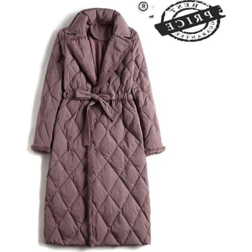 Down Long Womens Jacket 20% White Duck Down Coat Female Korean Parkas Woman Mink Fur Autumn Winter 2021 Mujeres Abrigos