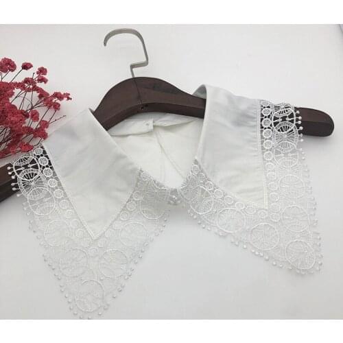 Women Shirt Fake Collar Lace Hollow Detachable Collar Vintage Necklace Shawl Ladies Vestidos Tie Blouse Half Shirt False Collar