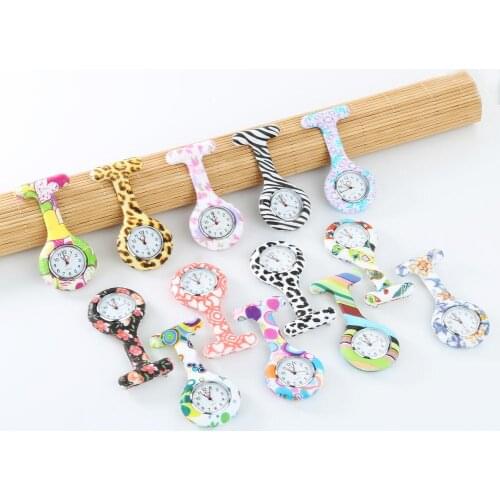 Portable printNumerals Round Dial Silicone Nurse Watch Brooch Tunic Numerals Watch ladies women doctor Medical watches Christma