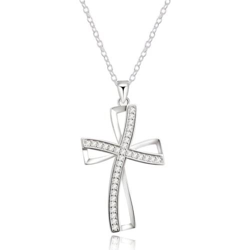 New 925 Silver AAA Zirconia Cross Pendant Necklace For Women Gift Fine Jewelry Gifts