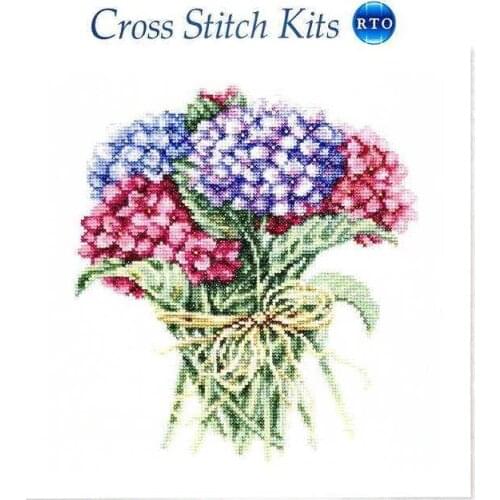 Gold Collection Popular Counted Cross Stitch Kit Hydrangea Bouquet Red Purple Blue Flower Flowers rto