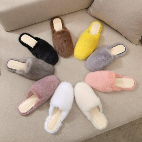 100% Mink Slippers Ladies Real Fur Slippers Ladies Real Mink Slippers Cute