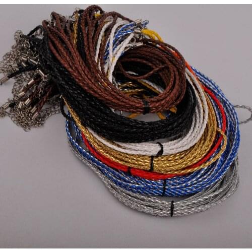 100pcs Adjustable 3mm Braided PU Leather Cord Necklace Leather Rope String Cord Jewelry Making Supplies