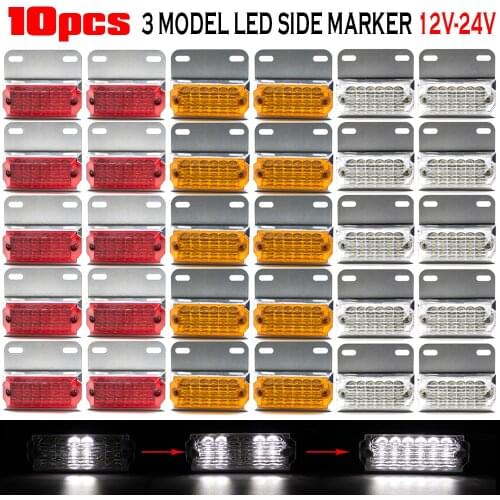 10x 12V 24V LED Side Marker Lights Turn Signal Indicator Lamp Car External Lights Squarde Warning Tail Light Trailer Lorry