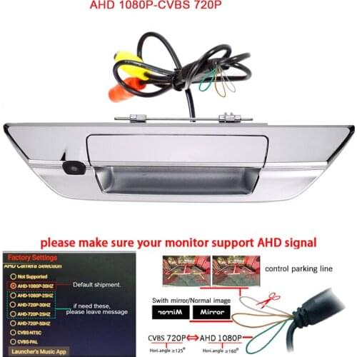 1080P/720P AHD Car trunk handle rear camera for Toyota Hilux Revo 15-C N/A pick-up trunk handle reverse camera CVBS HD