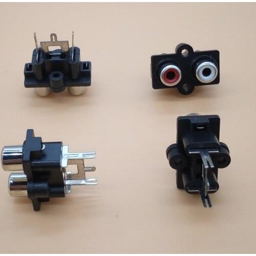 2pcs 2Pole RCA Female Audio Video Plug jack red white input Straight Pin AV Socket Connector