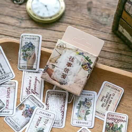 20Packs wholesale Mini BOX Sticker Retro Past Series Retro past Past Letters Scrapbook material DIY sticky 4CM