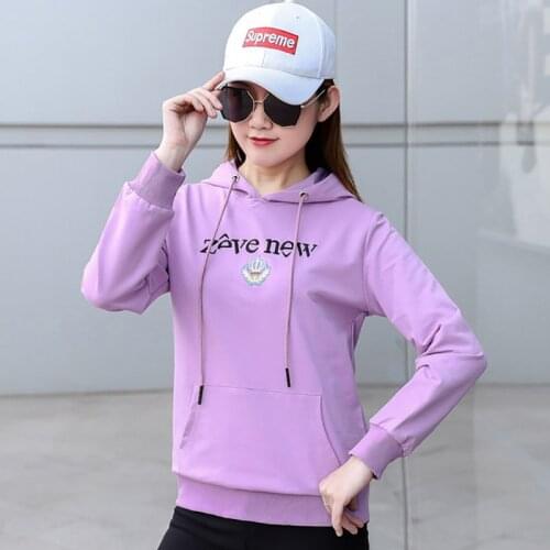 2021 New Fashion Solid Spring Womens Hoodies Cool Long Sleeve Female Sweatshirt Hooded Korean Style Ladies Streetwear Plus Size