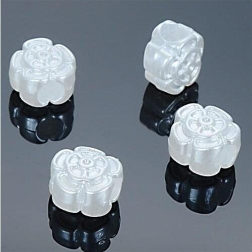 Miasol 50 Pieces 8X11MM Stripe Flower Acrylic Antique Design Spacers Large Hole Beads For Diy Handmade Jewelry Making