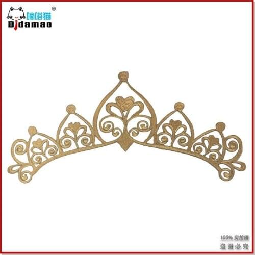 50pcs/Lot Golden Crown Embroidery Patches Letters Clothing Decoration Accessories Diy Iron Heat Transfer Applique