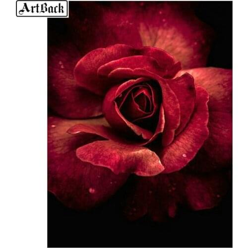 5d diy diamond painting red rose full square flower diamond embroidery 3d full round diamond mosaic wall sticker
