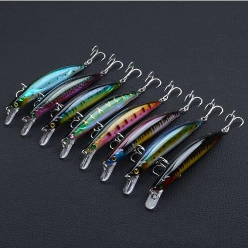 8Pcs/Lot Boutique Laser Minnow Fishing Lures 11cm/13.7g Sinking 3D Eyes Crankbait Artificial Baits Wobblers With Steel Balls