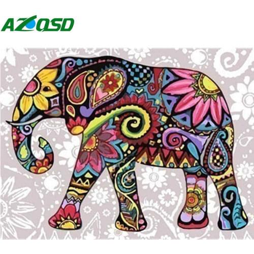 AZQSD Diamond Painting 5d Elephant Cross Stitch Diamond Embroidery Animal Needlework Gift Home Decor Picture Of Rhinestones