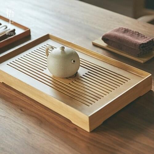 Water Storage Bamboo Tea Tray Drainage Eco Friendly Handmade Japanese Dry Bubble Tea Tray Tea Ceremony Bandeja Madera Teaware