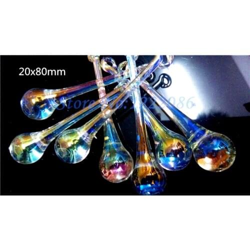 FREE SHIPPING 50PCS 80MM AB COLOR GLASS CHANDELIER RAINDROP CRYSTAL PRISMS PENDANTS