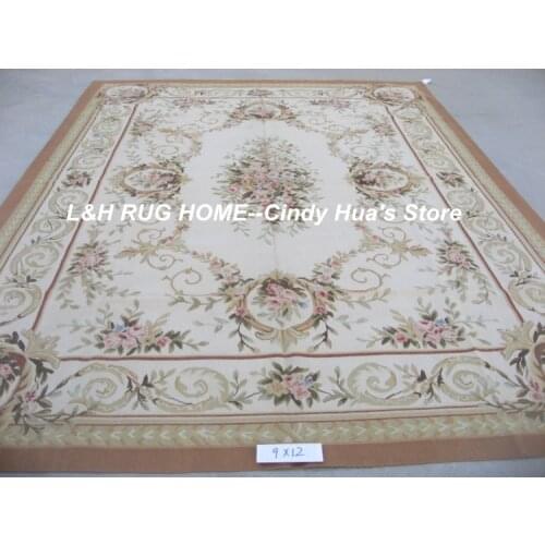 Free shipping 9'x12' Aubusson rugs woolen carpets Aubusson woven rugs pretty design