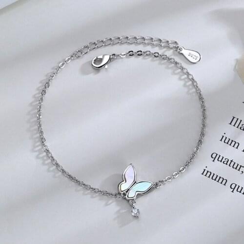 Exquisite 925 Standard Silver Butterfly Bracelet for Women Charm Bracelet Girls Student Jewelry Birthday Xmas Gifts
