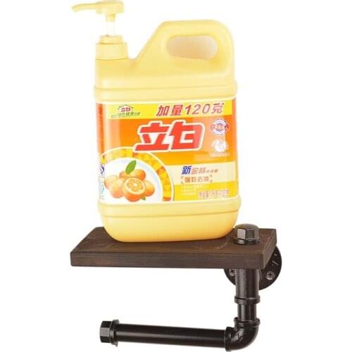 Rustic Bathroom Shelves Industrial Retro Iron Toilet Paper Holder Bathroom Hotel Roll Paper Tissue Hanging Rack Wooden Shelf