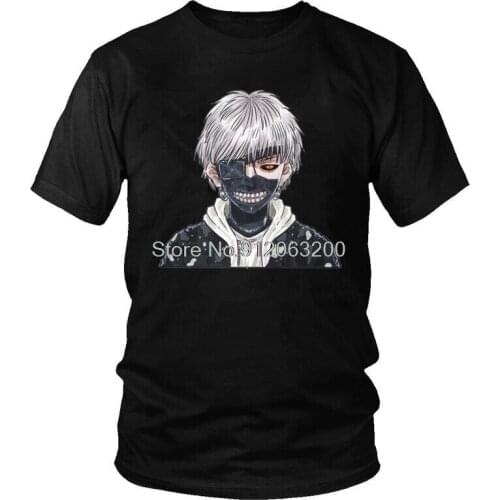 Tvoe Mens Tokyo Ghoul T-Shirt Graphic Manga Anime Ken Kaneki Tshirt Short Sleeve Hip Hop T Shirt Homme Cotton Tee Tops Gift