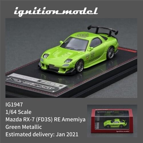 IG 1:64 Mazda RX-7 (FD3S) RE Amemiya Green Metallic Diecast Model Car