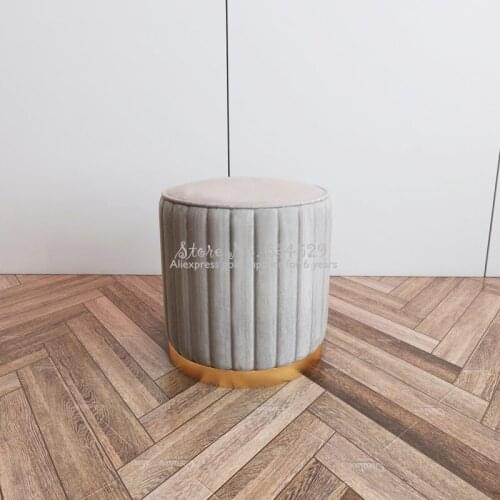 Simple Wrought Iron Small Stools Home Velet Round Stools Clothing Store Shoe Shop Changing Shoes Bench Ottoman 45*38cm