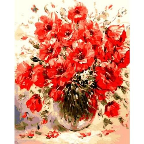 Painting By Numbers DIY Dropshipping 40x50 50x65cmThe enchanting red poppy Flower Handmade Gift For Adult Unique Gift Home Decor
