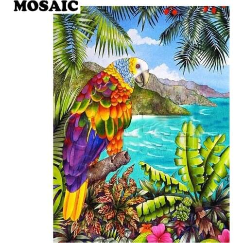 Paint With Diamonds Diamond Mosaic 5D DIY diamond Painting parrot beach Full Square 3d Picture Of Rhinestone Decoration home