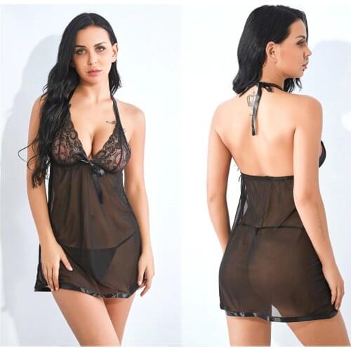 Lace Nightgown Women Sleepwear Pyjamas Summer Negligee Nightwear Sexy Erotic Lingerie Bathrobe Female Nightdress Home Clothes