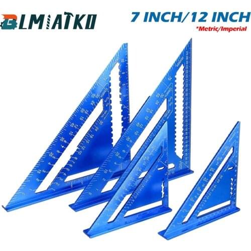 7inch 12 inch Metric Aluminum Alloy Angle Ruler Triangular Measuring Ruler Woodwork Speed Square Triangle Angle Protractor