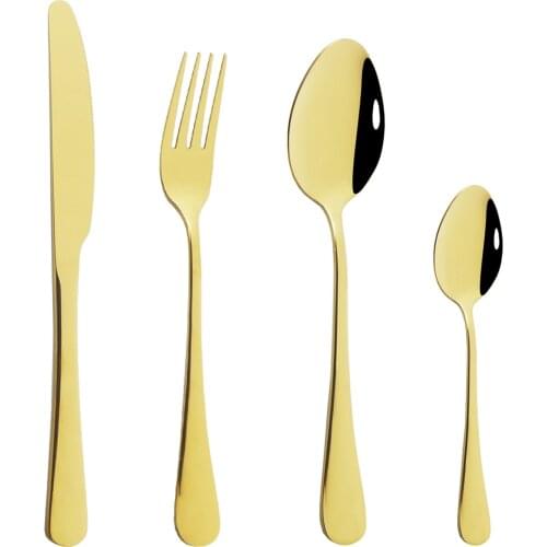 Tableware Western Gold Cutlery Set Dinnerware Set Stainless Steel Black Gold Kitchen Knife Fork Spoon Set Flatware Silverware