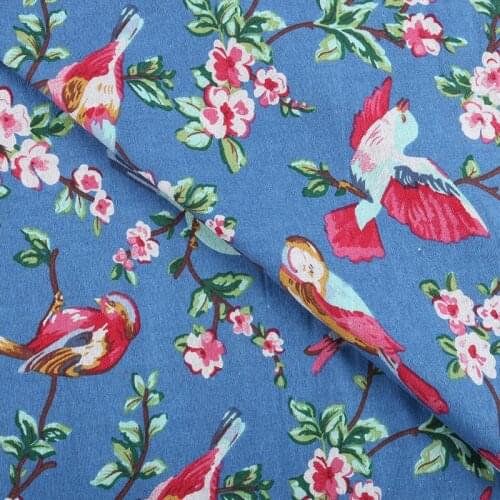 Nanchuang Blue Magpie Cotton Linen Fabric For Sofa Curtain Bag Cushion Furniture Cover Handmade Hometextile Cloth 50x145cm