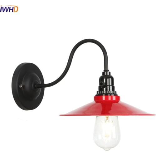 Red Iron Wall Lamp Edison LED Wandlamp Vintage Nordic Wall Lights Mirror Light Bedroom Bathroom Living Applique Murale Luminaire