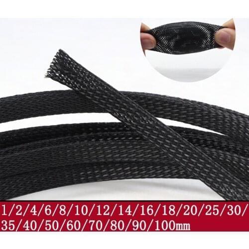 Length 10M PET Braided Sleeving Diameter 1~100mm Insulated Cable Data line protection Wire Cable Flame-retardant nylon tube