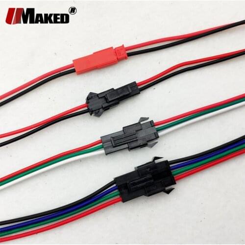 New 10Pairs Long JST SM 2P 3P 4P 5P 6P Plug Male to Female Wire Connector LED connectors For 5050/3528/5730/2811/2812 LED Stirp
