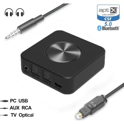 Portable Bluetooth 5.0 Aptx Low Latency 3.5mm SPDIF Optical TV Audio Transmitter Speaker Receiver mini Wireless Music Adapter