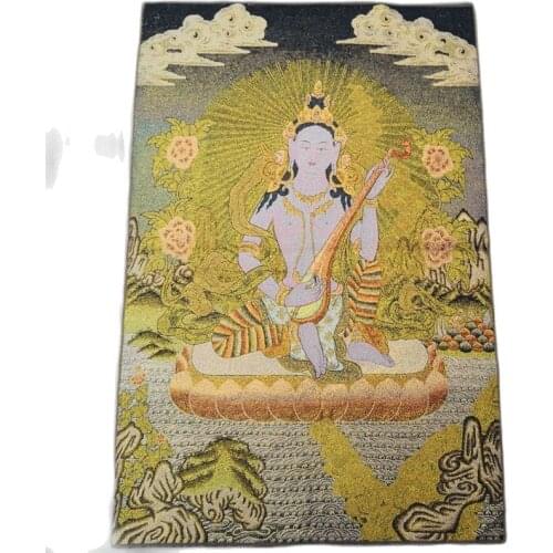 Tibet Nepal Thangka portrait brocade painting silk religion Thangka embroidery figure Pipa Bodhisattva decoration