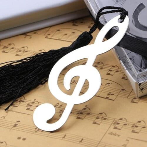 Sliver Hollow Musical Notes Bookmarks Label Stationery Gifts Book Mark 1Pcs with Tassels Pendant Novelty Ducument Book Marker