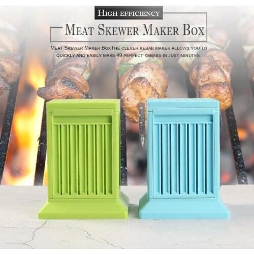 Hot BBQ 49 Holes Meat Skewer Kebab Maker Box Machine Beef Meat Maker Meat Kabobs Maker For BBQ Barbecue Skewer Kitchen Accessory