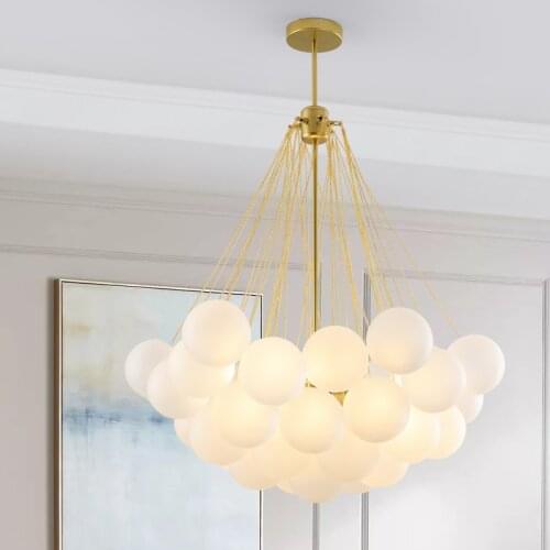 Nordic modern design art bubble ball frosted glass dining room lamp magic bean personality living room minimalist chandelier