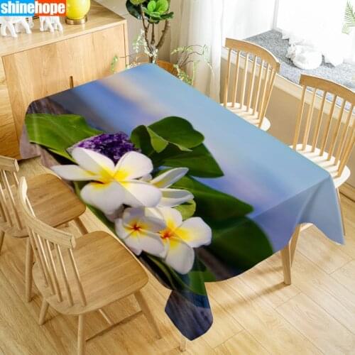Plumeria Tablecloth Waterproof Fabric Rectangular Dust-proof Table Cover For Party Home Decor TV Covers Size 140X250cm