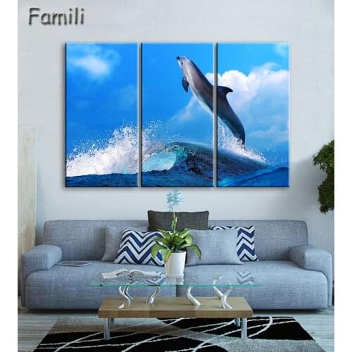 Modern Sea Wave Canvas Painting Print Wall Art Picture 3pcs Oil Paintings on Canvas for Living Room Home Decorative Art No Frame