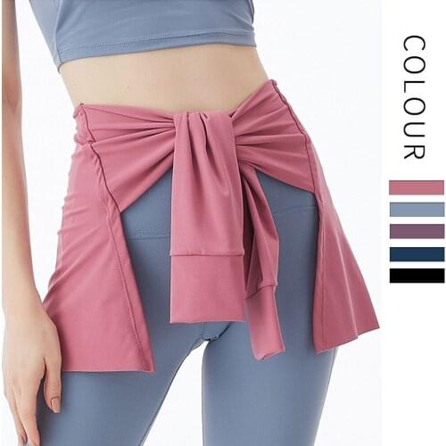 Sports Hip Cover Skirt Yoga Shawl Women Knotted Running Dancing Fitness Anti-Embarrassing Cover Hips Half-Length Apron Ballet